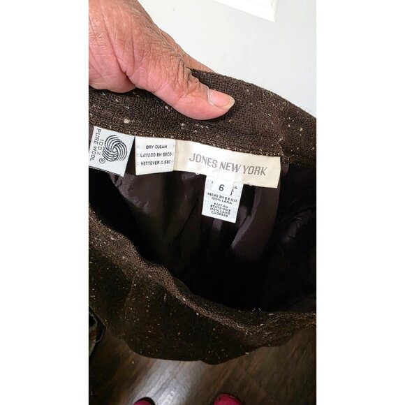 Vintage Jones New York Y2k Brown Speckled 90s 100% Wool Trousers Cuffed Hem - Picture 6 of 8